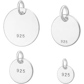 PH Pandahall 4 أحجام 925 Sterling Silver Flat Flat Flat Flate Flate Fludants ، 6/8/10/10/12mm ختم الفراغات مع أقراص ختم الطرف الخاتمة لسلسلة القفز لأساور قلادة DIY المصنوعة يدويًا صنع المجوهرات المصنوعة يدويًا