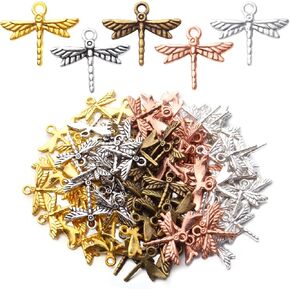 100pcs Dragonfly Charm Pendants Alloy Insects Charms Dragonfly Bead Charms for DIY Earrings Necklace Bracelet Jewelry Findings Making Accessory and Crafting,5 Colors