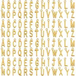 Teaaha 104PCS 4 Sets Gold Letter Charms A-Z Alloy Initial Charms Gold Filled Abc Capital Alphabet Charms DIY Bracelet Necklace Pendants for Jewelry Making(Kc Gold)