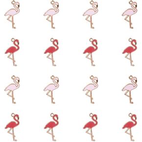 PH PandaHall 30 pcs 2 Colors Flamingo Alloy Enamel Pendants Charm Beads Findings for Bracelet Earring Necklace Key Chain DIY Craft Making, Pink/Pale Violet Red