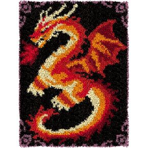 Latch Hook Kits for Adults Kids Rug Tapestry Kits with Printed Canvas DIY Embroidery Kits Festival Gifts Home Decoration (Dragon)