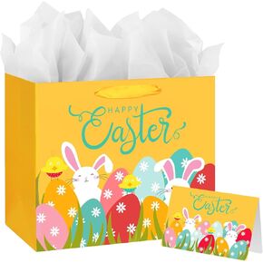 DaiUni 13" Large Easter Gift Bag for Kids with Tissue Paper and Handles