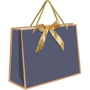5 | 12 | 25 | 50 Pack Gift Bag with Bow Ribbon Horizontal Paper Gift Bags Bulk for Women Men,with Handles for Birthday Wedding Bridesmaid Party Favor Shopping Retail Gift Sacks (White, 11x4x8 Inch (Pack of 5)) in Kuwait