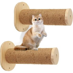 2 Pack Cat Wall Steps 11.8 Inch Cat Wall Furniture for Wall, Cat Stairs Climbing Shelf with Jute Rope, Cat Wall Shelves for Indoor Cats Playing Climbing Scratching