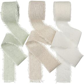 3 لفات شريط الكتان الحكيم للهدية ، شريط القطن ، شريط الحرير المصنوع يدويًا مع 1.5 بوصة × 5 ياردة قطعة قماش مملوءة بالهدية لحفل الزفاف ، فني ، لوازم الفنون الفنية (كلاسيكية) in Kuwait