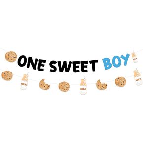 Sursurprise One Sweet Cookie Birthday Decorations, One Sweet Cookie Birthday Banner, Cookie 1st Birthday Decorations, Cookie and Milk Party Supplies