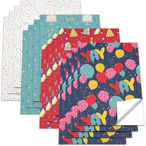 American Greetings Birthday Wrapping Paper Sheets with Gridlines, Party Hats (16 Sheets, 30 in. x 20 in.)