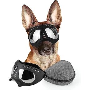 Dog Goggles, Sunglasses, UV Resistant, Waterproof, Windproof, Snow Resistant, Dog Skiing Eye Protection, pet Glasses Suitable for Medium and Large Dogs (Silvery)