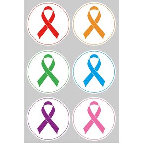 2 inch 6 Color 90PCS Ribbon Stickers Breast Cancer Awareness Stickers Decals Round Breast Cancer Hope Stickers for Event Supplies Bring Strength and Love