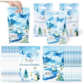 حيوانات شتوية الحفلات تفضل الحقائب - 50pcs ألوان مائية للحيوانات القطبية جودي حلوى تعامل مع الهدايا ، واللوازم ، والزخارف الحفلات ذات طابع البطريق للطفل.