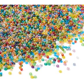 Craftdady 12/0 Transparent Glass Seed Beads About 3300Pcs 2mm Lustered Small Round Pony Loose Spacer Beads Random Mixed Colors for Jewelry Making Hole: 0.9mm