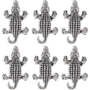 SUNNYCLUE 1 Box 30PCS Animal Spacer Beads Alligator Beads Bulk Crocodile Animal Silver Charms 3D Lucky Tibetan Metal European Alloy Large Hole Beads for Jewelry Making Beading Kit Bracelets Supplies
