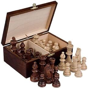 Staunton No. 6 Tournament Chess Pieces in Wooden Box for 2 players, 3.9-Inch King