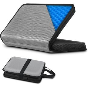 Gel Seat Cushion, Portable Travel Cushions, 16.5" x 12" Foldable Seat Cushion for Airplane Seats, Bleachers, Flights, Car/Office, Hip, Coccyx, Sciatica, Pressure Sores Tailbone Pain Relief, Light Gray