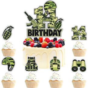 7 Pcs Army Cake Topper Set Kids Military Themed 6th Birthday Happy Navy, Air Force, Military Theme Party, Boys and Girls Birthday Party, Shooting Party Decorations Supplies. LIANGSS in Kuwait