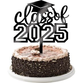 Class of 2025 Cake Topper, Congrats Grad 2025 Graduation Cake Decor, High School/College Graduate Celebration Party Decoration Supplies (Red gold)