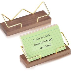 DOSTATNI Index Card Stand 3x5 Wood Business Card Stand Metal Index Card Rack Gold Index Card Display Stand Postcard Stand Index Card Holder for Office Reception Event Desktop