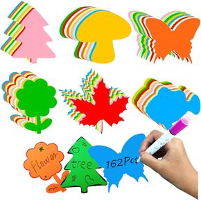 162 Pcs Flower Paper Cutouts 6 Inch Butterfly Cutouts Assorted Color Tree Cut Outs for Classroom Bulletin Board Decor Fish Shape Cut-Outs for Teachers DIY Arts & Craft Projects