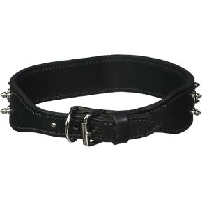 Spiked & Studded Latigo Leather Pet Collar, 2" x 29", Black