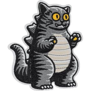 Cat Patch Iron On Patch Dinosaur Iron On or Sew On Patches Perfect for Backpacks Jeans Jackets Hats & Clothes Cute Funny Cool Embroidered Appliques Patch
