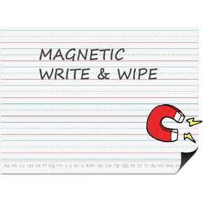 Large Magnetic Dry Erase Lined Paper, Handwriting Paper for Whiteboard, Reusable Lined Dry-Erase Sheets for Classroom, Strong Magnetic for Easy Use on Whiteboards & Metal Surfaces 17″×23″