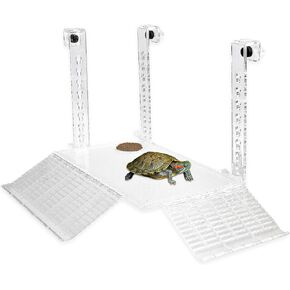 AnRui Turtle Hanging Basking Platform 17.9" x 12", Acrylic Turtle Tank Accessories Terrace Aquatic Reptile Ramp Dock, Tortoise Climbing Ladder for Aquarium (Large)