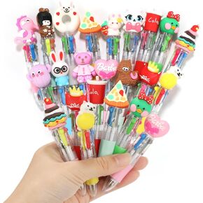 24 Pcs Multicolor Pen in One, 4-in-1 Cute Pens for Kids, Mini Ballpoint Pens for Birthdays Gifts Classroom Prizes (Random Style)