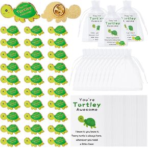 30 Sets Employee Appreciation Gifts Bulk Positive Turtle Pins You're Awesome Inspirational Notecard Thank You Gift for Coworker Staff Volunteer Teacher Students Pocket Favor
