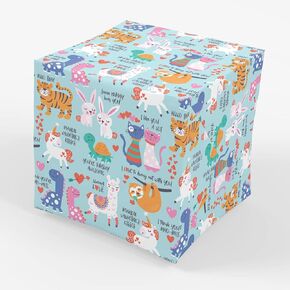 Stesha Party Kids Valentines Wrapping Paper for Gifts, Present Wrap - Unicorn, Sloth, Cat, Bunny, Dinosaur, Tiger, Turtle, Llama - Ideal for Gifting on Valentine's Day, 30x20, 3 Sheets