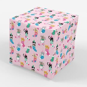 Stesha Party Pink Christmas Kitty Gift Wrapping Paper - Folded Flat 30 x 20 Inch - 3 Sheets