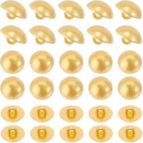UNICRAFTALE 100Pcs 18mm Diameter 1-Hole Plating Acrylic Dome Shank Buttons Golden Half Round Sewing Buttons for Men Women DIY Shirt Woolen Coats Sewing Crafts and Jewelry Making