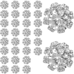 30 PCS 12mm Rhinestone Buttons Crystal Buttons Silver Button Covers for Women Blouses Jeweled Button Covers Embellishments Flower Wedding Bridal Accessory for Crafting Wedding Clothing DIY (Silver)