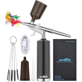 30PSI Air Brush Set, Rechargeable High Pressure Air Brush Compressor, Handheld Air Brush Gun, Air Brush Set, Portable Mini Air Brush for Hair & Nails, Cake Decorating, Makeup (Black 1)