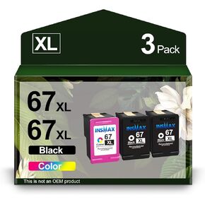 3 Packs 67XL Ink Cartridges Black and Color Combo Pack Replacement for HP 67 67 XL Ink Work for Envy 6000 6055 6055e 6400e 6455e 6458e Deskjet 2742e 2752e 2755e (2 Black,1 Tri-Color)