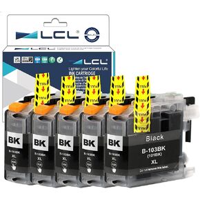 LCL Compatible Ink Cartridge Replacement for Brother LC101 LC101XL LC-103 LC103 XL LC103XL LC101BK LC103BK High Yield DCP-J132W DCP-J152W DCP-J172W DCP-J4110DW DCP-J552DW DCP-J752DW (5-Pack Black)
