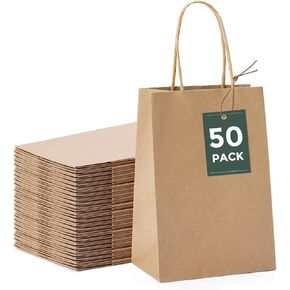 GSSUSA 16x6x12 100Pcs White Gift Bags with Handles,Paper Gift Bags，White Large Paper Bags with Handles, 100% Recyclable Shopping Bags Kraft Paper Bags for Small Business, Party Favor Bags