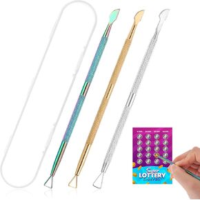 3PCS Lottery Ticket Scratcher Tool, Metal Lottery Scratcher, Scratch Off Tool, Lotto Scratcher Label Scraper for Lottery Ticket, Multi-Use Scraping Tool for Tickets Stickers Labels Films, Rainbow