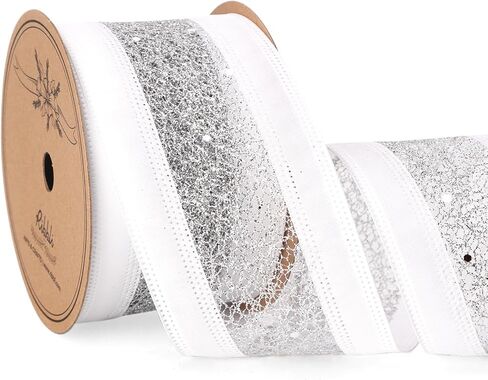 Ribbli Rose Gold Wired Ribbon Dusty Pink Satin with Rose Gold Glitter Mesh 2.5 Inch Christmas Ribbon for Tree Gift Wrapping Wreaths Garland Topper Bows Crafts Home Decor -10 Yards in Kuwait