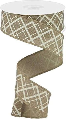 Thick/Thin Diagonal Check Wired Edge Ribbon - 10 Yards (Royal Blue, White, 2.5 Inch) in Saudi Arabia
