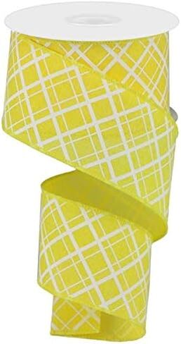 Thick/Thin Diagonal Check Wired Edge Ribbon - 10 Yards (Royal Blue, White, 2.5 Inch) in Saudi Arabia