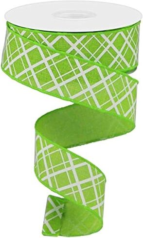 Thick/Thin Diagonal Check Wired Edge Ribbon - 10 Yards (Royal Blue, White, 2.5 Inch) in Saudi Arabia