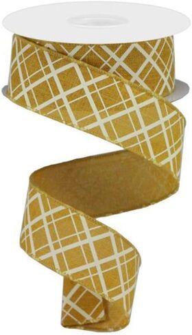 Thick/Thin Diagonal Check Wired Edge Ribbon - 10 Yards (Royal Blue, White, 2.5 Inch) in Saudi Arabia