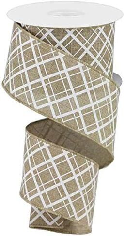 Thick/Thin Diagonal Check Wired Edge Ribbon - 10 Yards (Royal Blue, White, 2.5 Inch) in Saudi Arabia