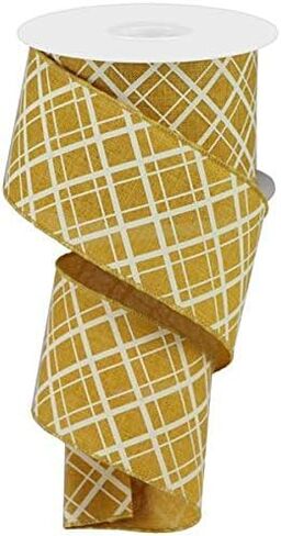 Thick/Thin Diagonal Check Wired Edge Ribbon - 10 Yards (Royal Blue, White, 2.5 Inch) in Saudi Arabia