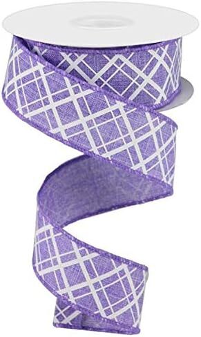 Thick/Thin Diagonal Check Wired Edge Ribbon - 10 Yards (Royal Blue, White, 2.5 Inch) in Saudi Arabia