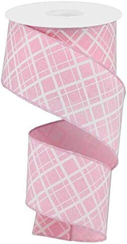 Thick/Thin Diagonal Check Wired Edge Ribbon - 10 Yards (Royal Blue, White, 2.5 Inch) in Saudi Arabia