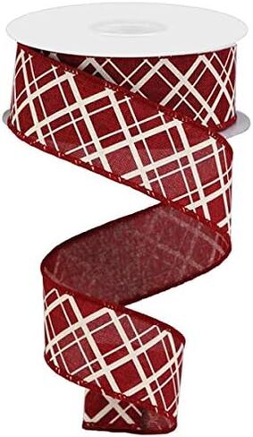 Thick/Thin Diagonal Check Wired Edge Ribbon - 10 Yards (Royal Blue, White, 2.5 Inch) in Saudi Arabia