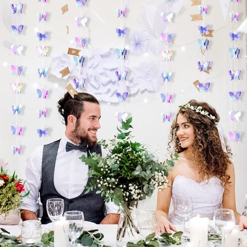 Zonon 3D Butterfly Carlands Carlands Decoration Butterfly Laser Paper Party Backdrop for Treguation Wedding Birthday decorations baby depling حفلة (4 قطع) in Kuwait