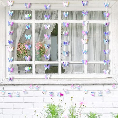 Zonon 3D Butterfly Carlands Carlands Decoration Butterfly Laser Paper Party Backdrop for Treguation Wedding Birthday decorations baby depling حفلة (4 قطع) in Kuwait
