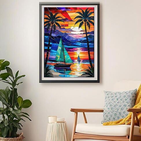 Auremi 5D Tree Diamond Painting Kits, Landscape Diamond Art Painting Kits for Adults DIY Full Drill Diamond Dots Crystal Craft Kits for Home Wall Decor Gifts 11.8x15.7 inch in Saudi Arabia